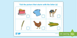 Tick the picture that starts with the letter - Letter A