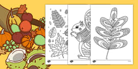 Autumn Themed Mindfulness Colouring Sheets