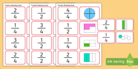 Halves, Quarters and Thirds Matching Cards - Halves, Quarters and Thirds