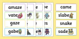 KS1 Alien Split Digraph Nonsense Word Cards - ks1, nonsense