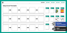 Classroom Organisation Chart - Horizontal Timetable Display