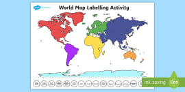 outline of world map labelling sheet primary resources