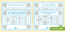 Time Connectives Word Mat - Time Openers KS1 - Twinkl