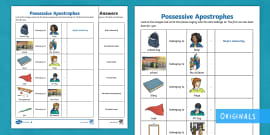 Possessive Apostrophes Differentiated Worksheet Pack