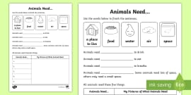 KS1 What Do Animals Need to Survive? Differentiated Worksheets