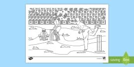 Cricket Colour by Number and Addition Colouring Pages