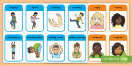 👉 Free! Action Word Flashcards for PE - Primary Resources