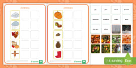 Autumn Pairs Matching Game - autumn pairs (teacher made)