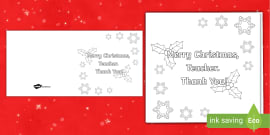 Merry Christmas Card To A Teacher | Printable Resources
