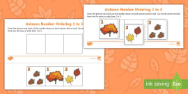 Autumn-Themed Cut and Stick - Number Ordering Sheets 1-10