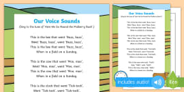 Our Voice Sounds Song PowerPoint (teacher made) - Twinkl