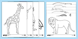 Safari Colouring Sheets (teacher made) - Twinkl, حجم الصورة 270x135