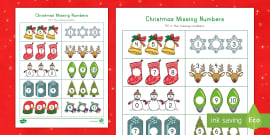 Christmas Missing Numbers Number Line Worksheet / Worksheet (0-10)