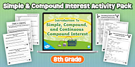 * NEW * 8th Gr Intro To Calc Simple & Compound Interest PPT & Slides