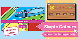 Interactive Sorting By Colour Game - CfE - Twinkl