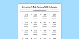 Addition Sums - Adding 4 Digits Differentiated Worksheets
