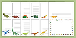 Realistic Dinosaurs Page Borders Landscape