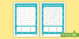 German Numbers 1-10 - Numbers 0 to 10 Word Search German