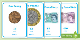 British (UK) Money - Pictures of Play Money to Print