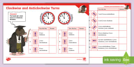 Turning Shapes Clockwise And Anti-clockwise Worksheet KS1