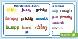 Materials Textures Adjectives — KS1 Primary Resources