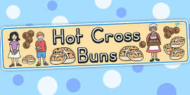 Hot Cross Buns Nursery Rhyme Poster - rhymes, display, poem