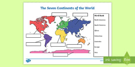 Seven Continents Map Geography Teaching Resources Twinkl