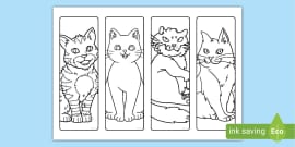 FREE! - Cat Bookmarks to Colour - Colouring Bookmarks | Twinkl