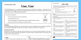 telling lies worksheet