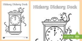 Hickory Dickory Dock Times On Clocks Posters - nursery rhymes