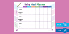 Baby Meal Planner and Menu - Parents - Baby Years - Twinkl