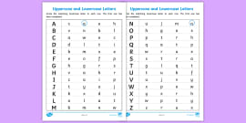 Upper Case and Lower Case Letters Matching Worksheet