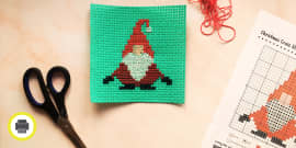 KIT OR CHART - Cross stitch Christmas Cards and Ornaments - 3 modern cute,  easy robin designs, fun xmas craft cross stitch patterns