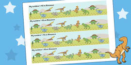 1 20 on dinosaurs number strips