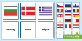 European Country Shapes and Flags Flashcards (teacher made)