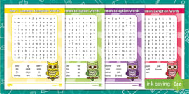 Common Exception Words - Word Search Activity Pack - Twinkl