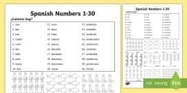 spanish numbers 0 20 display poster spanish spanish numbers