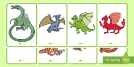 Dragon Word Cards - Adjectives to Describe a Dragon - Twinkl