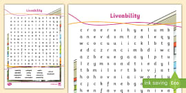 Liveability Venn Diagram Worksheet (teacher made) - Twinkl