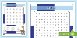 Finland Word Search 3rd/4th Class (teacher made) - Twinkl