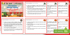 Mental Maths - Year 4 Christmas Challenge Cards - Twinkl