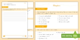 Metaphors Worksheet Hecho Por Educadores Twinkl