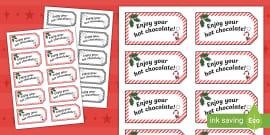 Reindeer Hot Chocolate Labels (teacher made) - Twinkl