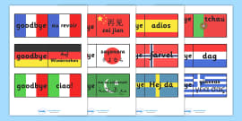 Mixed Language Goodbye Display Signs - Goodbye sign, adios