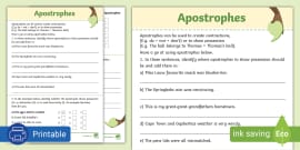 Possessive Apostrophe Worksheet Twinkl Resources Usa