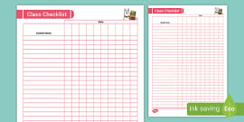 Class Library Record Checklist (teacher made)