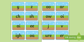 Ground Grass Sky Themed Phase 5 Flashcards - (Teacher-Made)