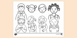 Faces Colouring Page Sheets Drawing Children (teacher made)