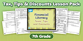 Seventh Grade Tax, Tips, and Discount Worksheet