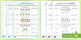 halves and quarters fractions worksheets maths twinkl